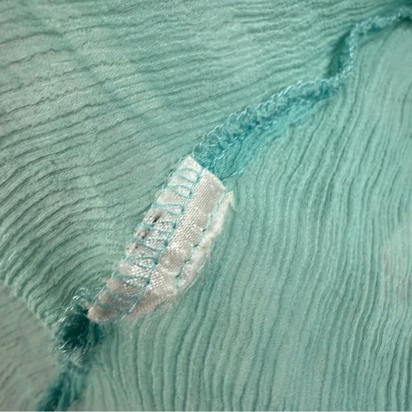 Guess top y2k fairy whimsy whimsical shirt blouse Sheer Teal Long Sleeve Top - Picture 12 of 15